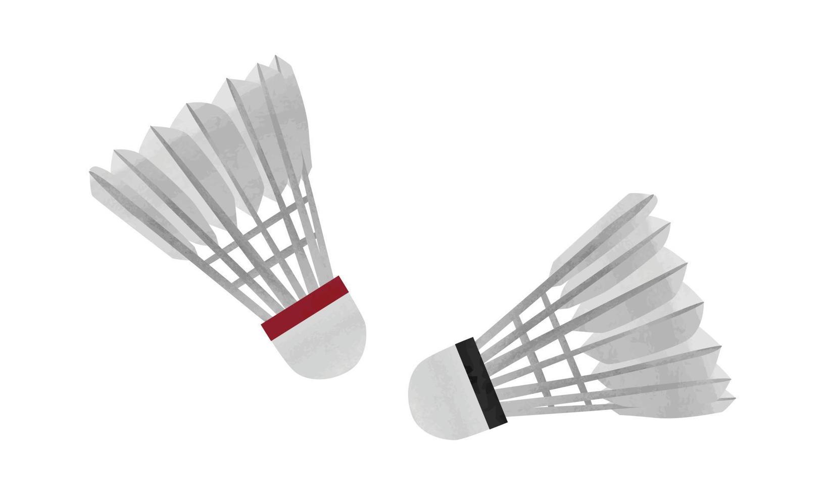 impostato di badminton volani clipart. volano acquerello stile vettore illustrazione isolato su bianca sfondo. bianca piuma volano cartone animato mano disegnato stile. volano vettore design