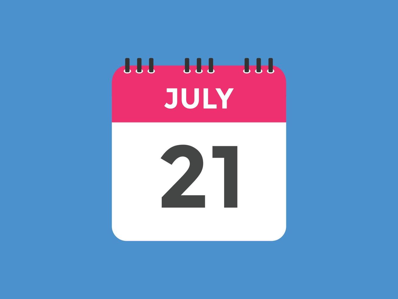 luglio 21 calendario promemoria. 21 luglio quotidiano calendario icona modello. calendario 21 luglio icona design modello. vettore illustrazione