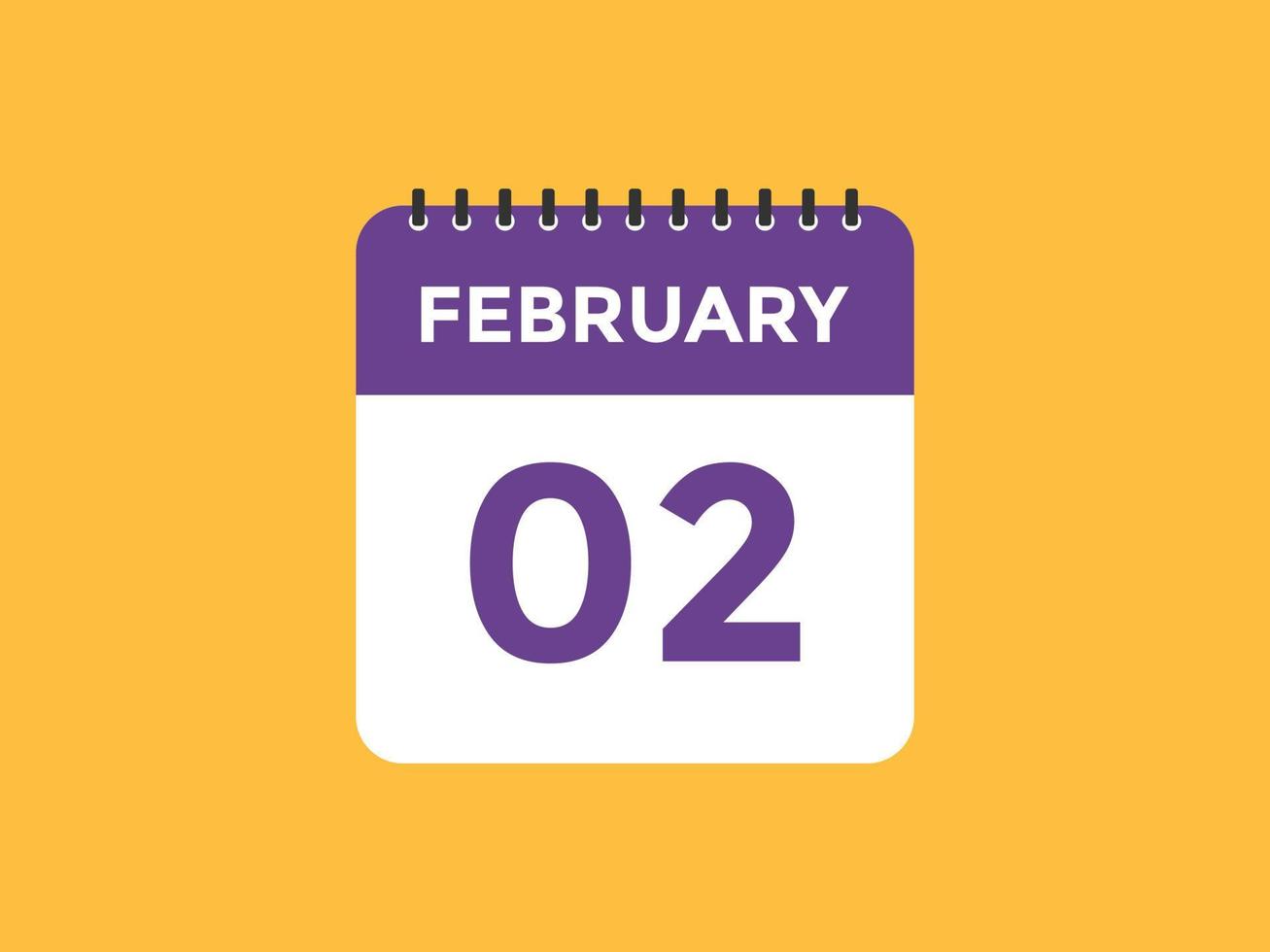febbraio 2 calendario promemoria. 2 ° febbraio quotidiano calendario icona modello. calendario 2 ° febbraio icona design modello. vettore illustrazione