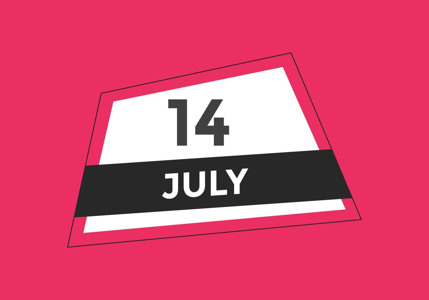 luglio 14 calendario promemoria. 14 luglio quotidiano calendario icona modello. calendario 14 luglio icona design modello. vettore illustrazione