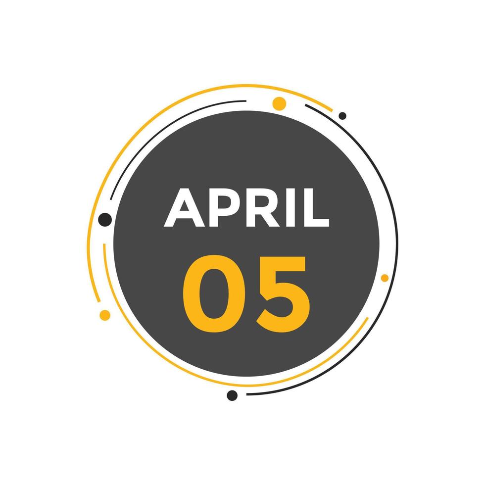 aprile 5 calendario promemoria. 5 ° aprile quotidiano calendario icona modello. calendario 5 ° aprile icona design modello. vettore illustrazione