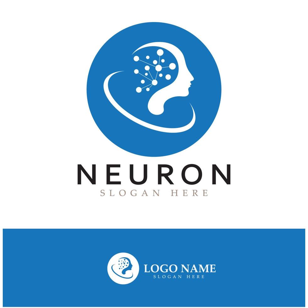 logo neurone o design del logo delle cellule nervose, icona del modello di illustrazione del logo della molecola con concetto vettoriale