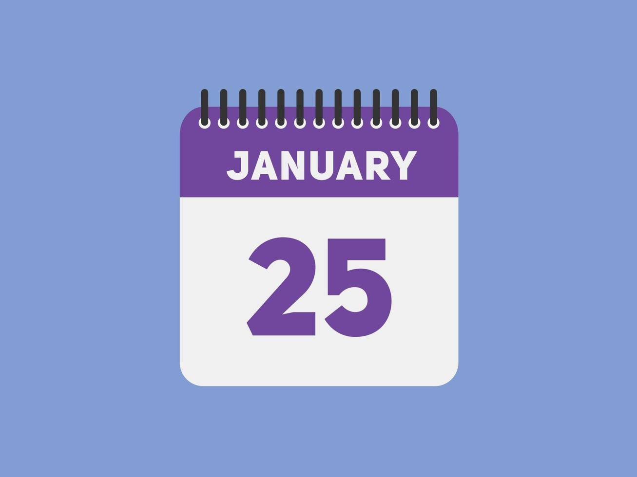 gennaio 25 calendario promemoria. 25 gennaio quotidiano calendario icona modello. calendario 25 gennaio icona design modello. vettore illustrazione