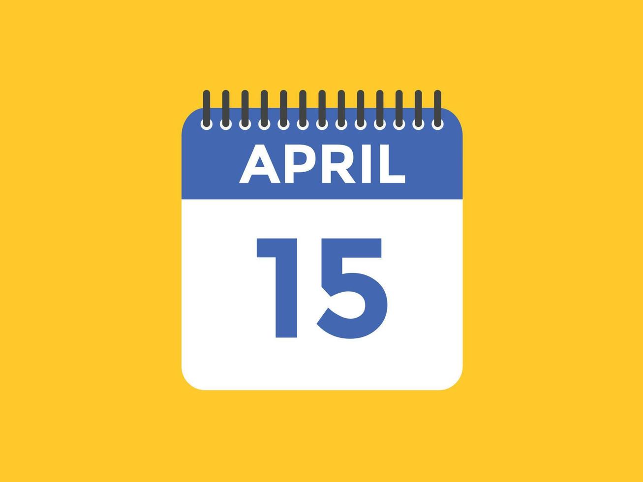 aprile 15 calendario promemoria. 15 aprile quotidiano calendario icona modello. calendario 15 aprile icona design modello. vettore illustrazione