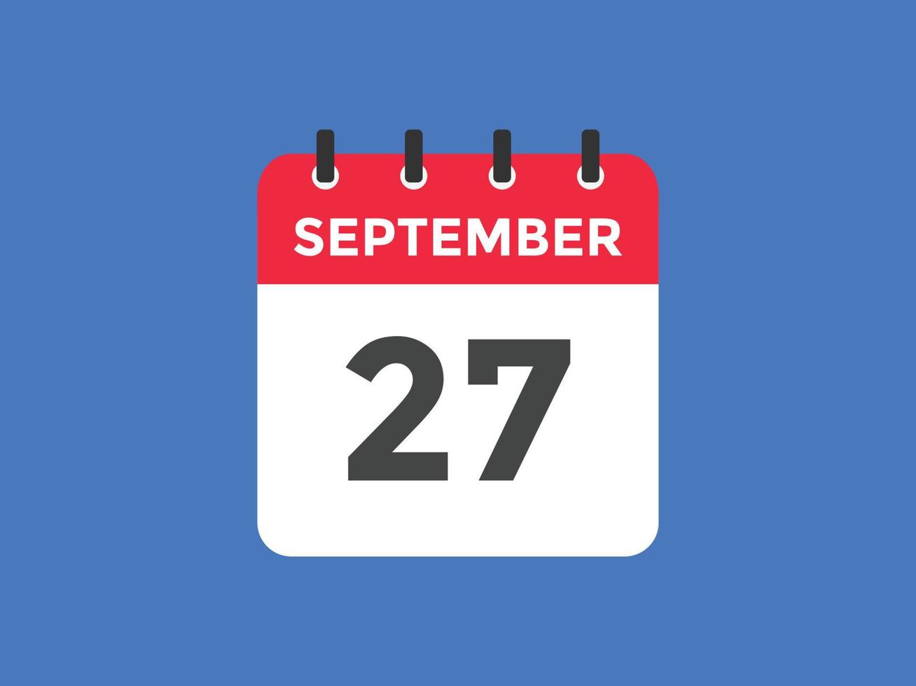settembre 27 calendario promemoria. 27th settembre quotidiano calendario icona modello. calendario 27th settembre icona design modello. vettore illustrazione