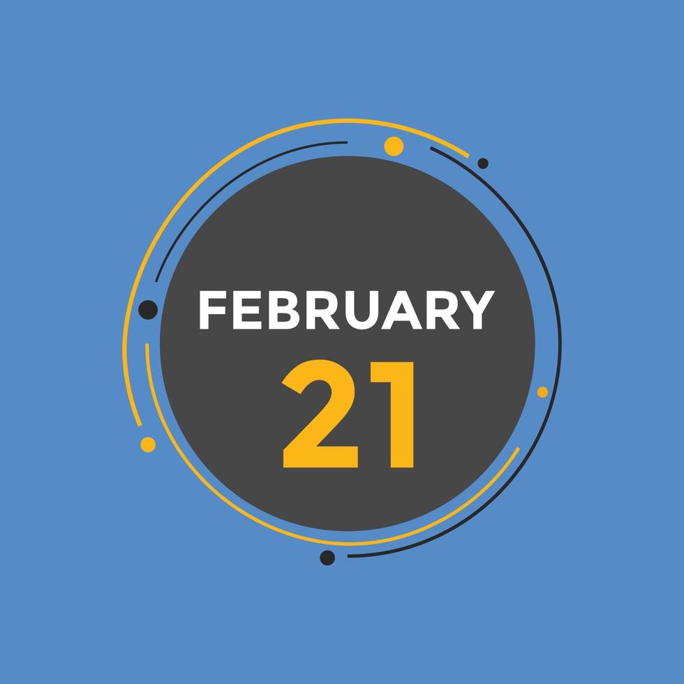 febbraio 21 calendario promemoria. 21 febbraio quotidiano calendario icona modello. calendario 21 febbraio icona design modello. vettore illustrazione