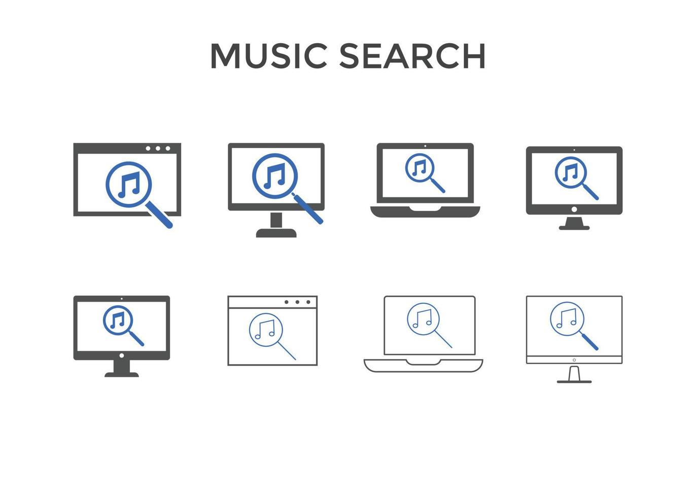 impostato di musica ricerca icone vettore