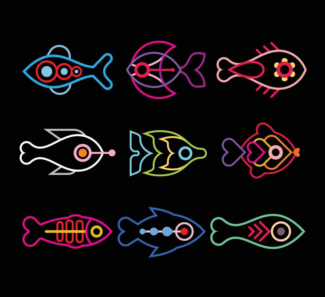 set di icone di pesce vettore