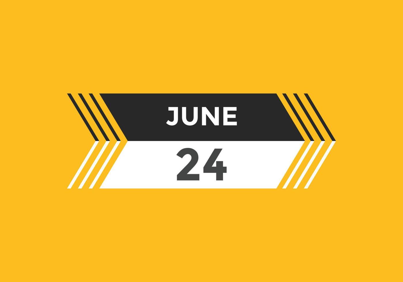 giugno 24 calendario promemoria. 24 giugno quotidiano calendario icona modello. calendario 24 giugno icona design modello. vettore illustrazione