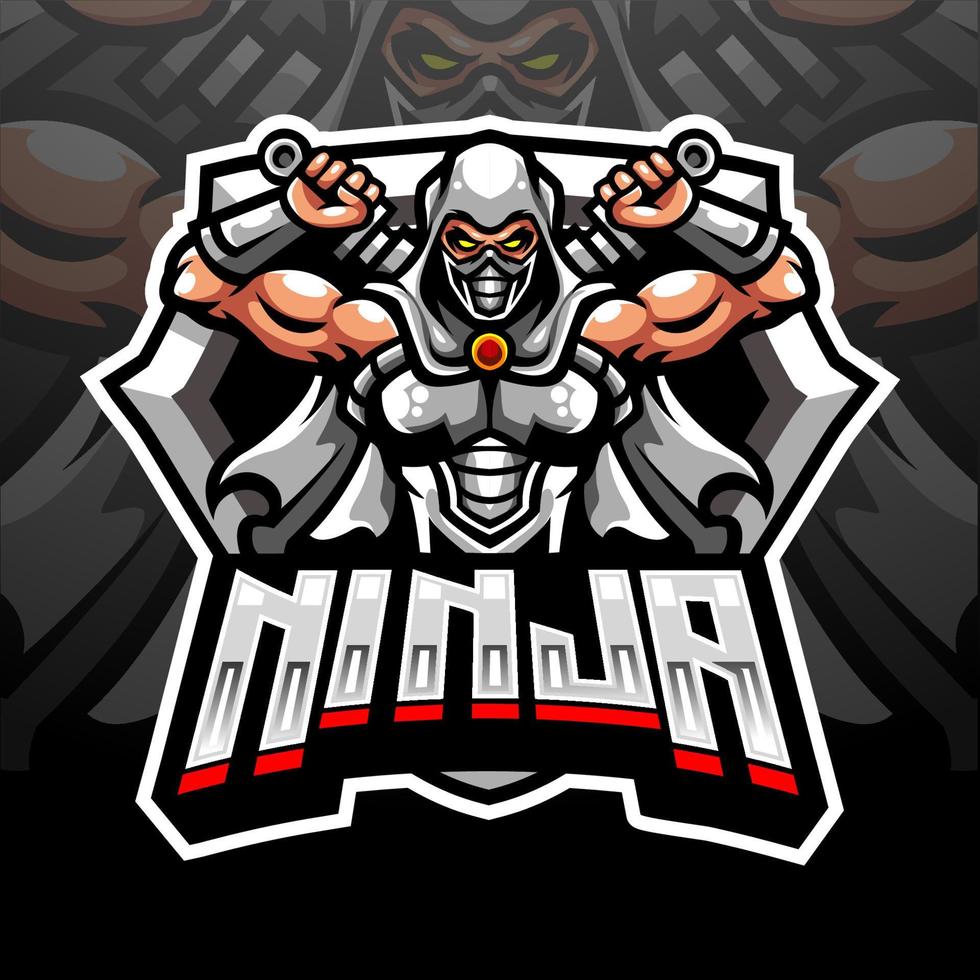 design della mascotte del logo esport ninja. vettore