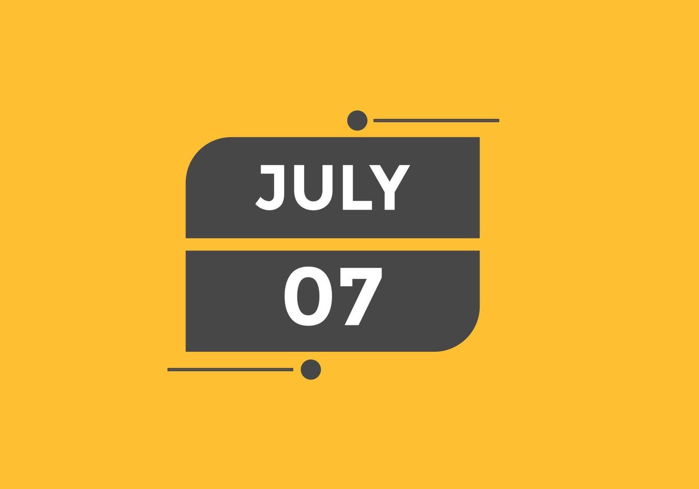 luglio 7 calendario promemoria. 7 ° luglio quotidiano calendario icona modello. calendario 7 ° luglio icona design modello. vettore illustrazione