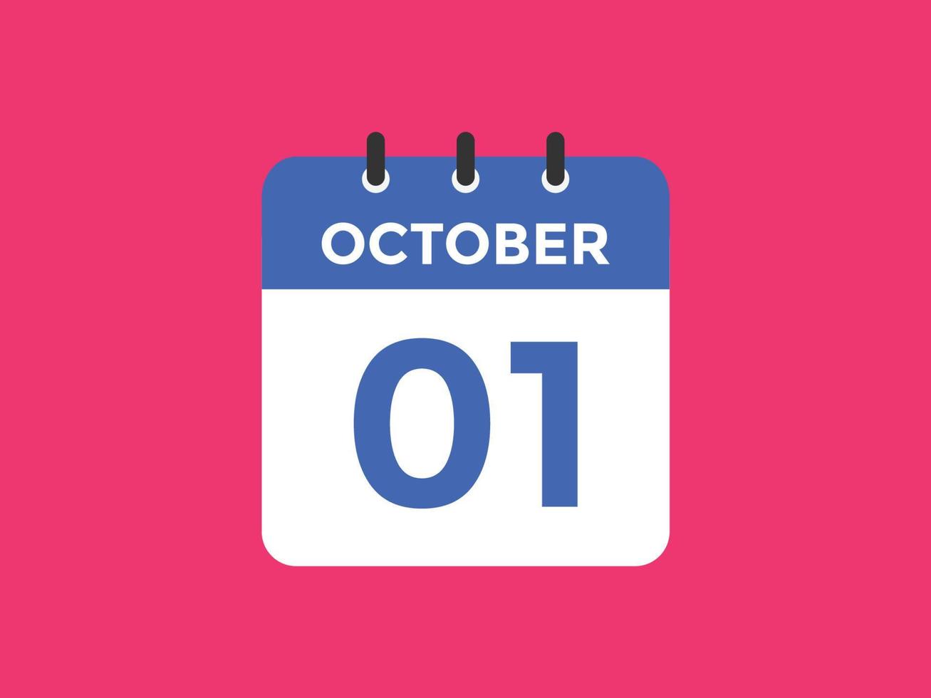 ottobre 1 calendario promemoria. 1 ° ottobre quotidiano calendario icona modello. calendario 1 ° ottobre icona design modello. vettore illustrazione
