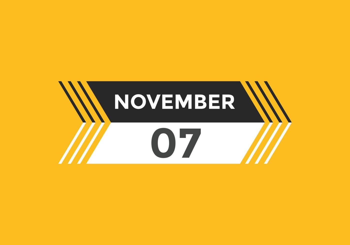 novembre 7 calendario promemoria. 7 ° novembre quotidiano calendario icona modello. calendario 7 ° novembre icona design modello. vettore illustrazione
