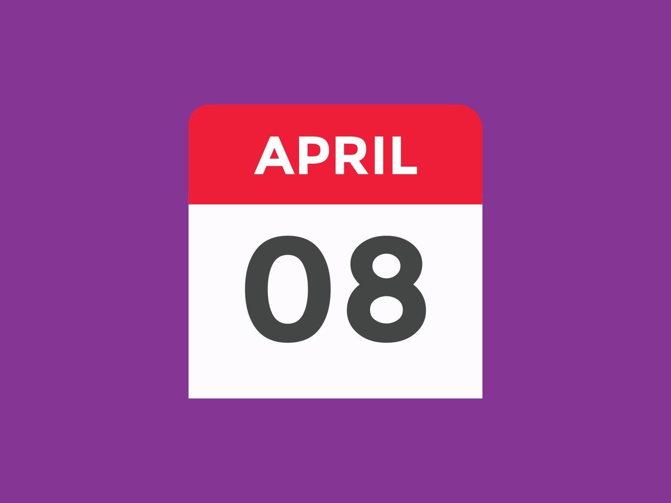 aprile 8 calendario promemoria. 8 ° aprile quotidiano calendario icona modello. calendario 8 ° aprile icona design modello. vettore illustrazione