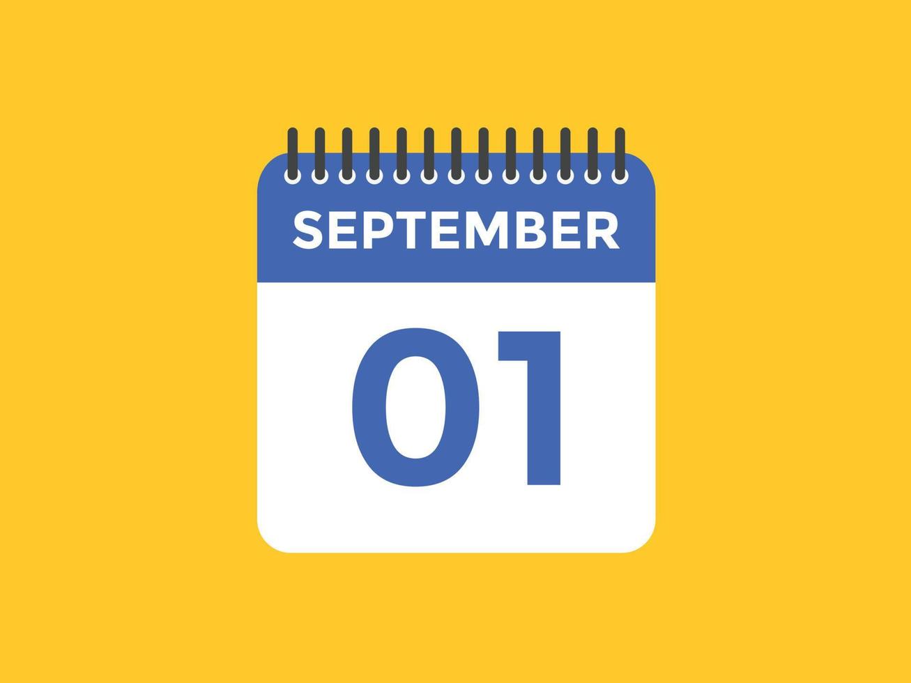 settembre 1 calendario promemoria. 1 ° settembre quotidiano calendario icona modello. calendario 1 ° settembre icona design modello. vettore illustrazione