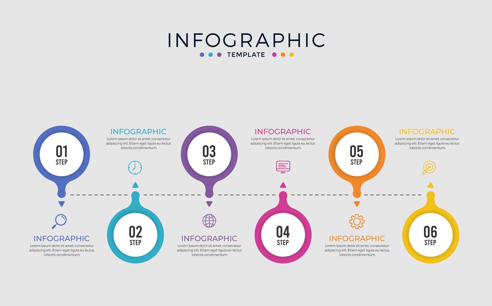 modello di cronologia aziendale infografica cerchio colorato vettore