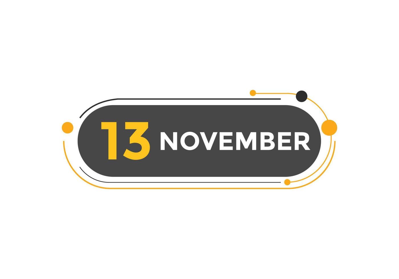 novembre 13 calendario promemoria. 13 ° novembre quotidiano calendario icona modello. calendario 13 ° novembre icona design modello. vettore illustrazione