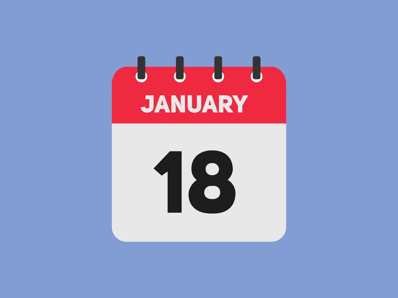 gennaio 18 calendario promemoria. 18 ° gennaio quotidiano calendario icona modello. calendario 18 ° gennaio icona design modello. vettore illustrazione