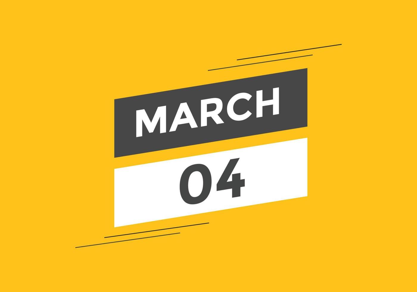 marzo 4 calendario promemoria. 4 ° marzo quotidiano calendario icona modello. calendario 4 ° marzo icona design modello. vettore illustrazione