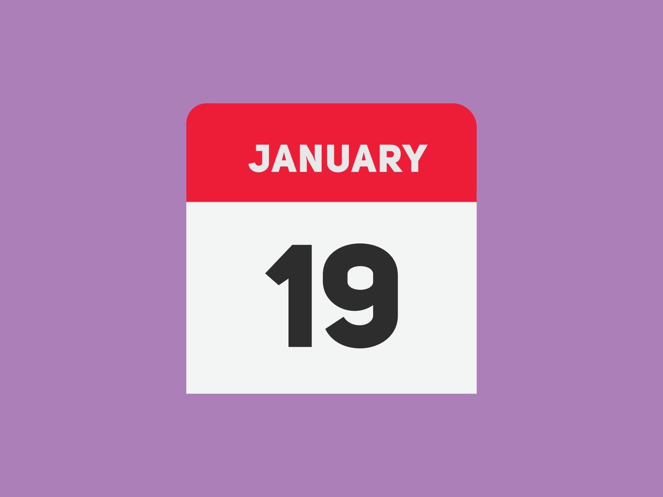 gennaio 19 calendario promemoria. 19 gennaio quotidiano calendario icona modello. calendario 19 gennaio icona design modello. vettore illustrazione
