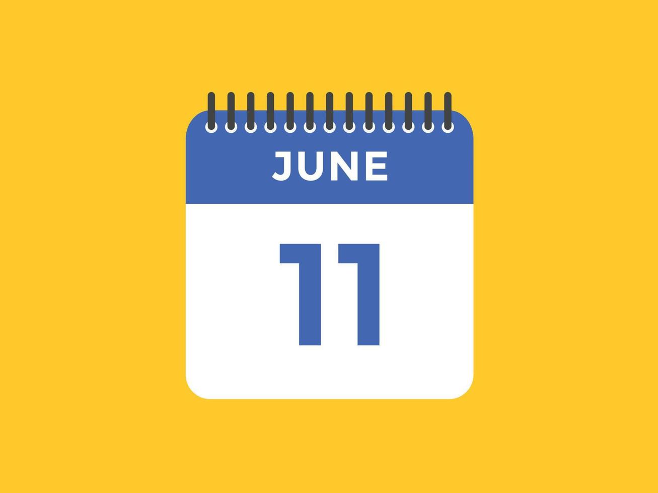 giugno 11 calendario promemoria. 11 ° giugno quotidiano calendario icona modello. calendario 11 ° giugno icona design modello. vettore illustrazione