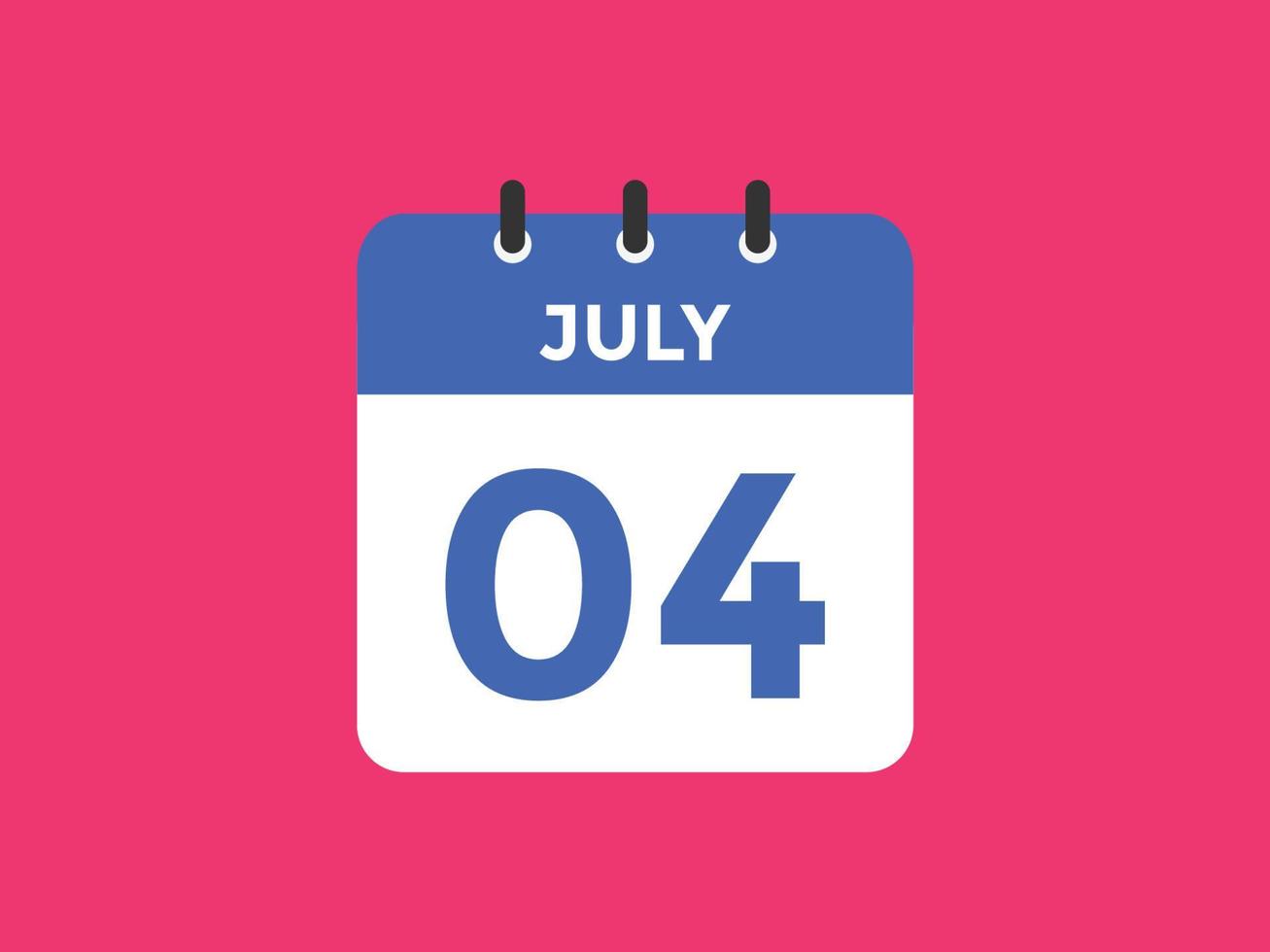 luglio 4 calendario promemoria. 4 ° luglio quotidiano calendario icona modello. calendario 4 ° luglio icona design modello. vettore illustrazione