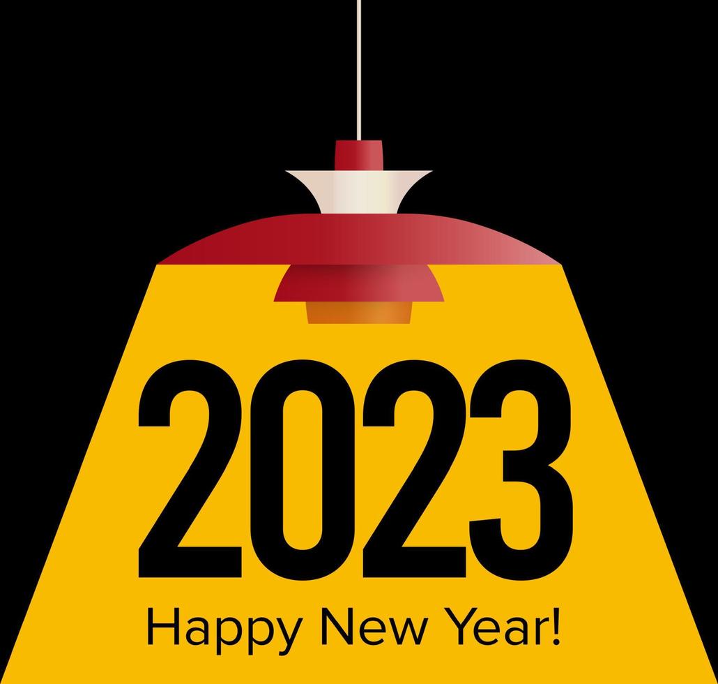 2023 numeri illuminato di giallo leggero di svedese lampada. contento nuovo anno evento manifesto, saluto carta coperchio, 2023 calendario disegno, invito per celebrare nuovo anno e Natale. vettore illustrazione.