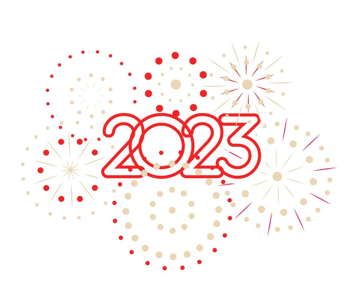 2023 numeri con fuochi d'artificio nel cartone animato Cinese stile. contento nuovo anno evento manifesto, saluto carta coperchio, 2023 calendario disegno, invito per celebrare nuovo anno e Natale. vettore illustrazione.