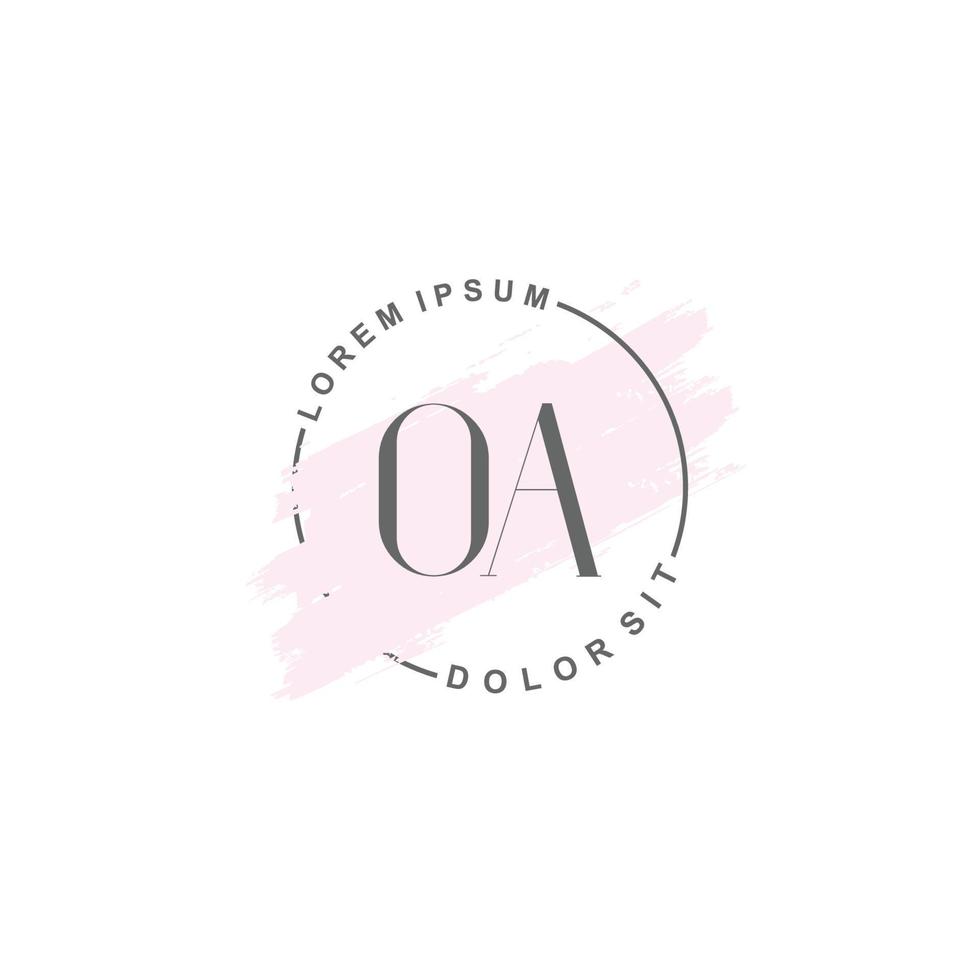 iniziale oa minimalista logo con spazzola, iniziale logo per firma, nozze, moda. vettore