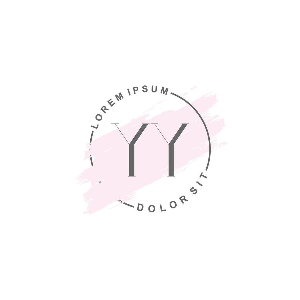 iniziale yy minimalista logo con spazzola, iniziale logo per firma, nozze, moda. vettore