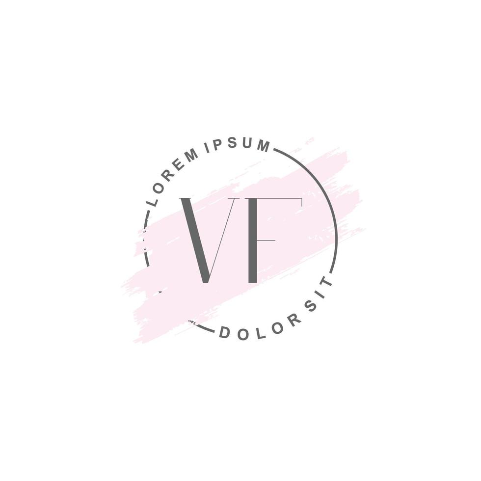 iniziale vf minimalista logo con spazzola, iniziale logo per firma, nozze, moda. vettore
