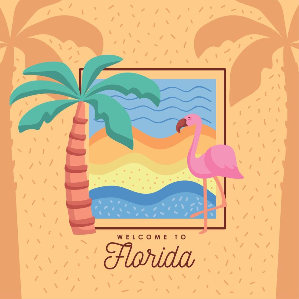 Florida luce del sole stato lettering carta vettore