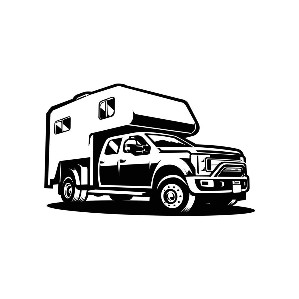 camper camion via terra 4x4 silhouette vettore Immagine illustrazione isolato nel bianca sfondo