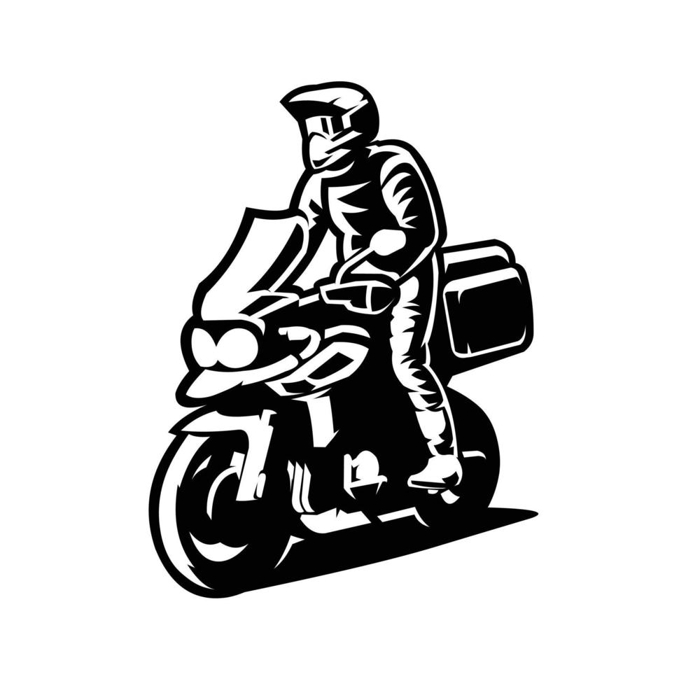 avventura turismo bicicletta motociclo silhouette vettore isolato nel bianca sfondo