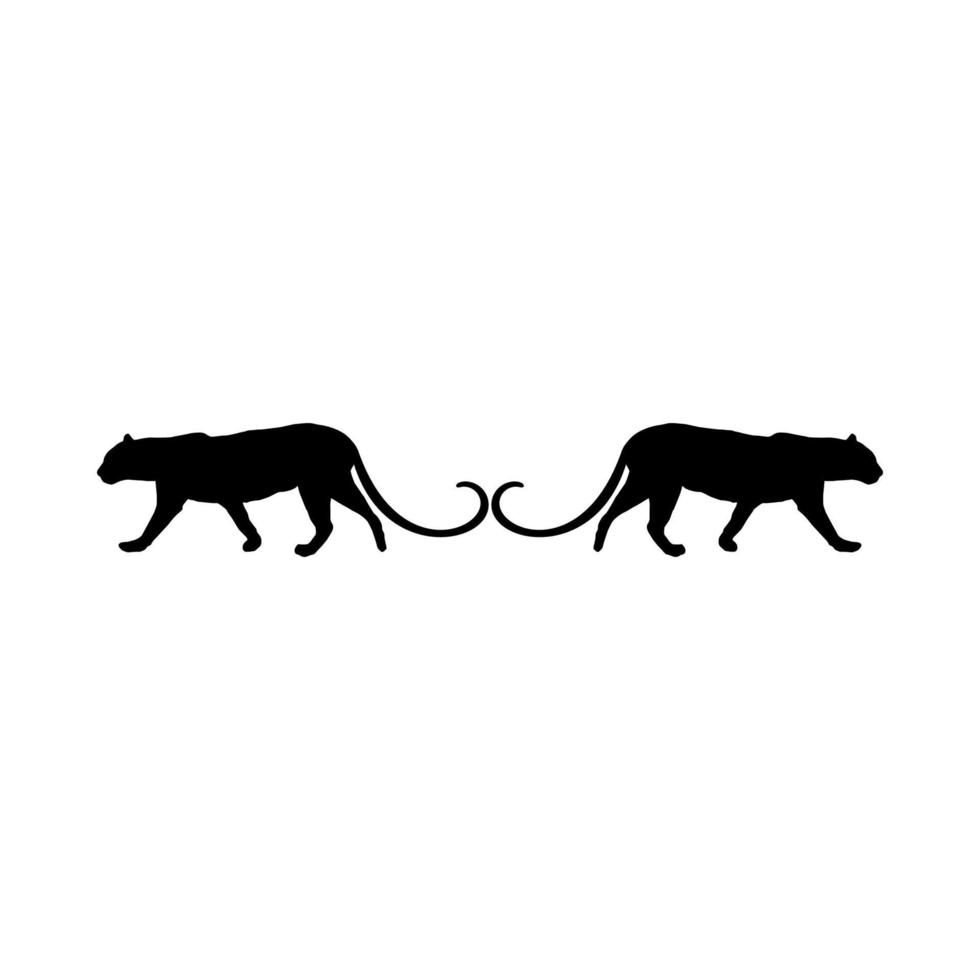 a passeggio, in piedi tigre, leopardo, ghepardo, nero pantera, grande gatto famiglia silhouette per logo o grafico design elemento. vettore illustrazione