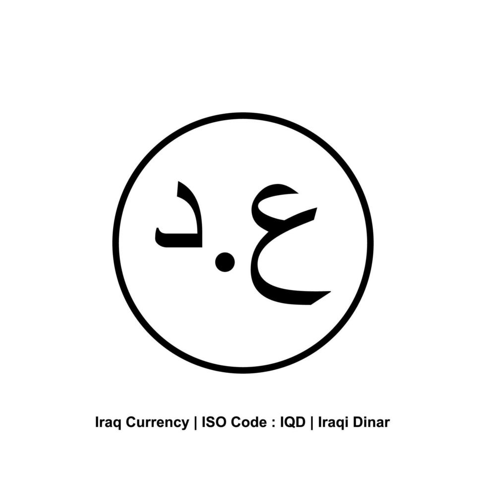Iraq moneta icona simbolo, iracheno dinaro, iqd. vettore illustrazione