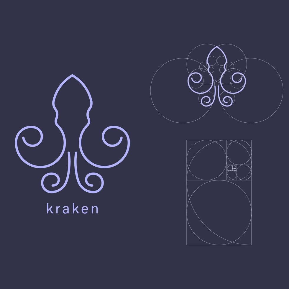 geometrico kraken logo design vettore