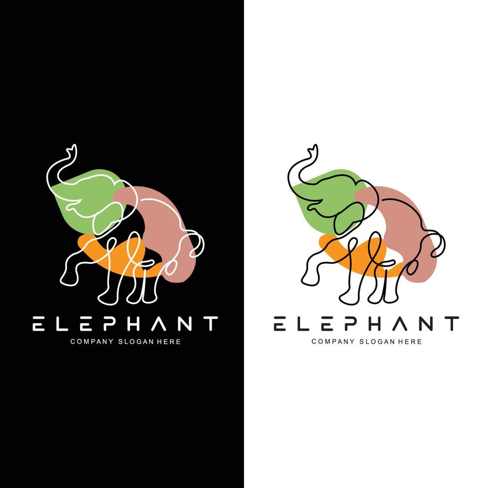 disegno del logo della linea dell'elefante illustrazione vettoriale dello schizzo animale protetto