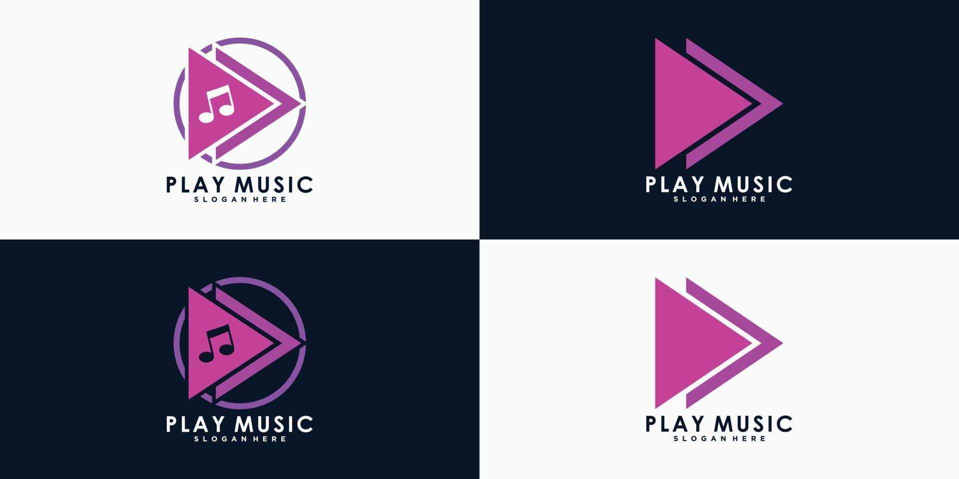 impostato di musica logo design con creativo concetto premio vettore