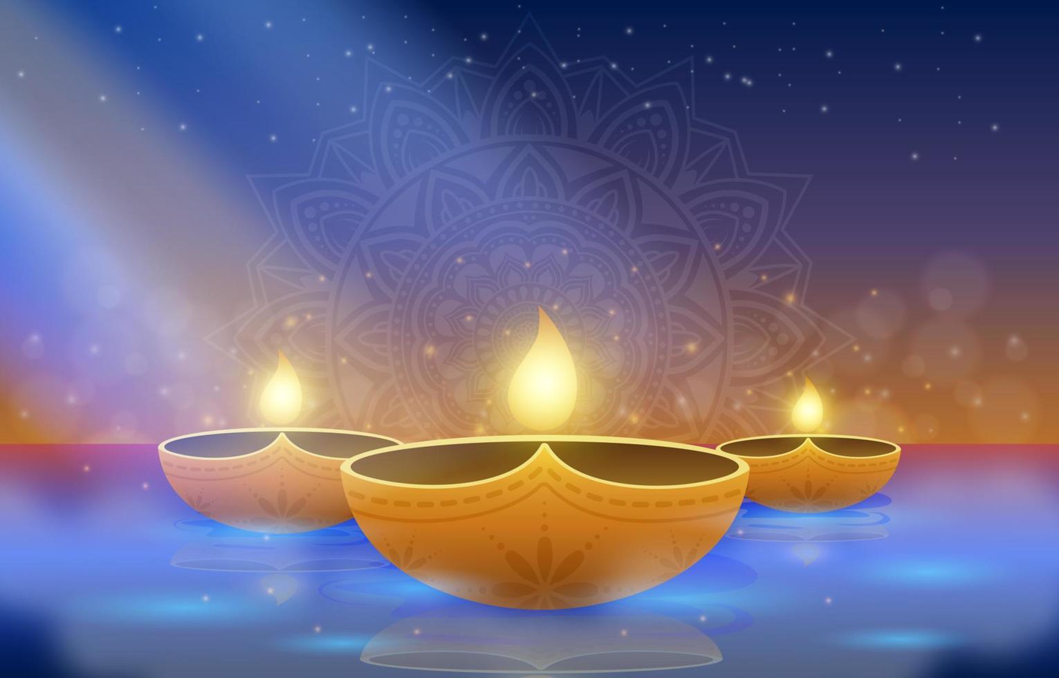 contento Diwali sfondo con candela vettore