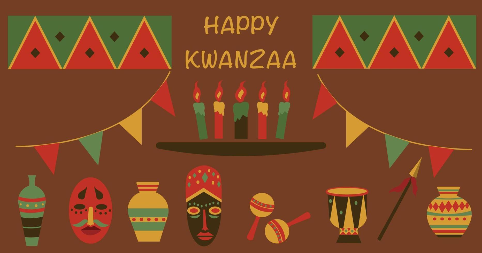 contento Kwanzaa piatto illustrazione vettore