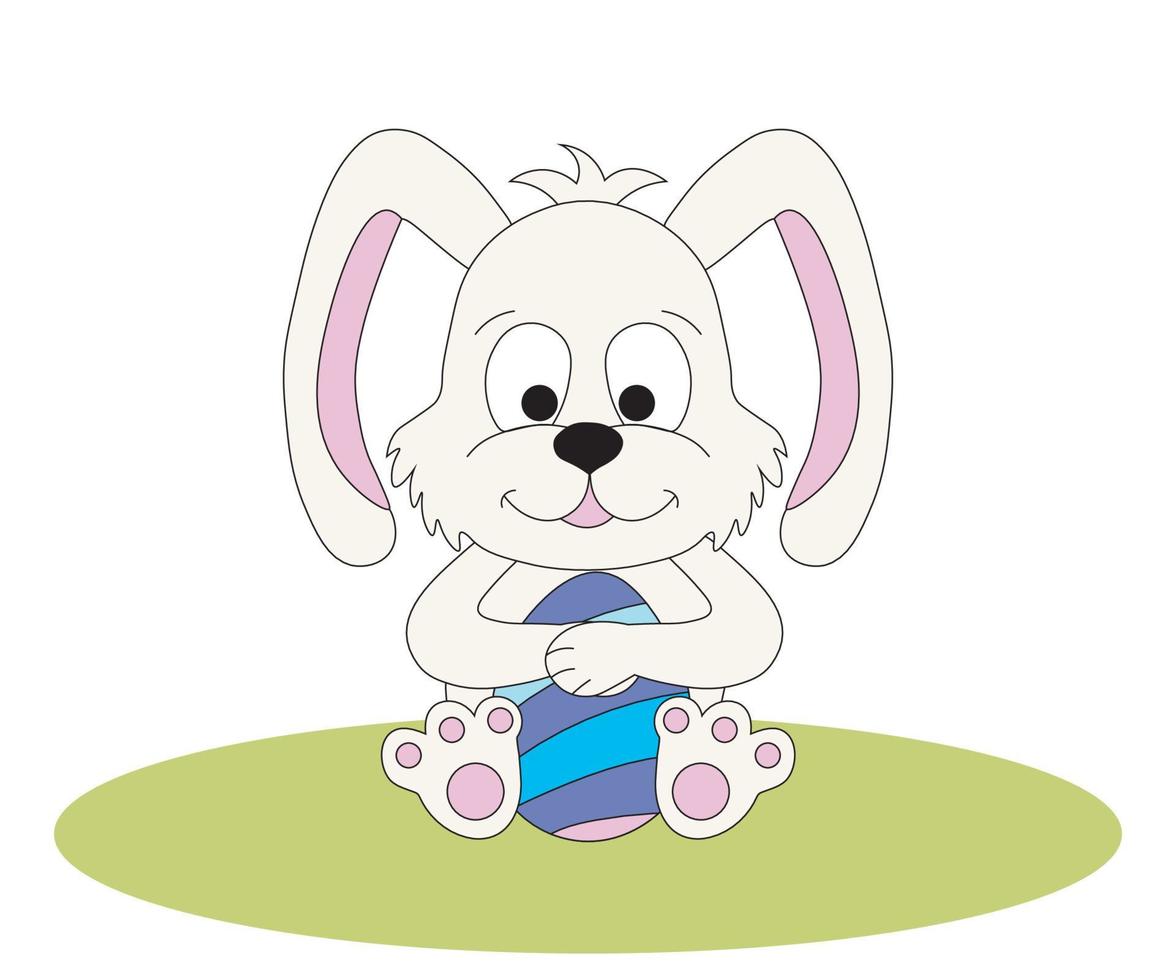 il Pasqua coniglietto è seduta con un uovo vettore