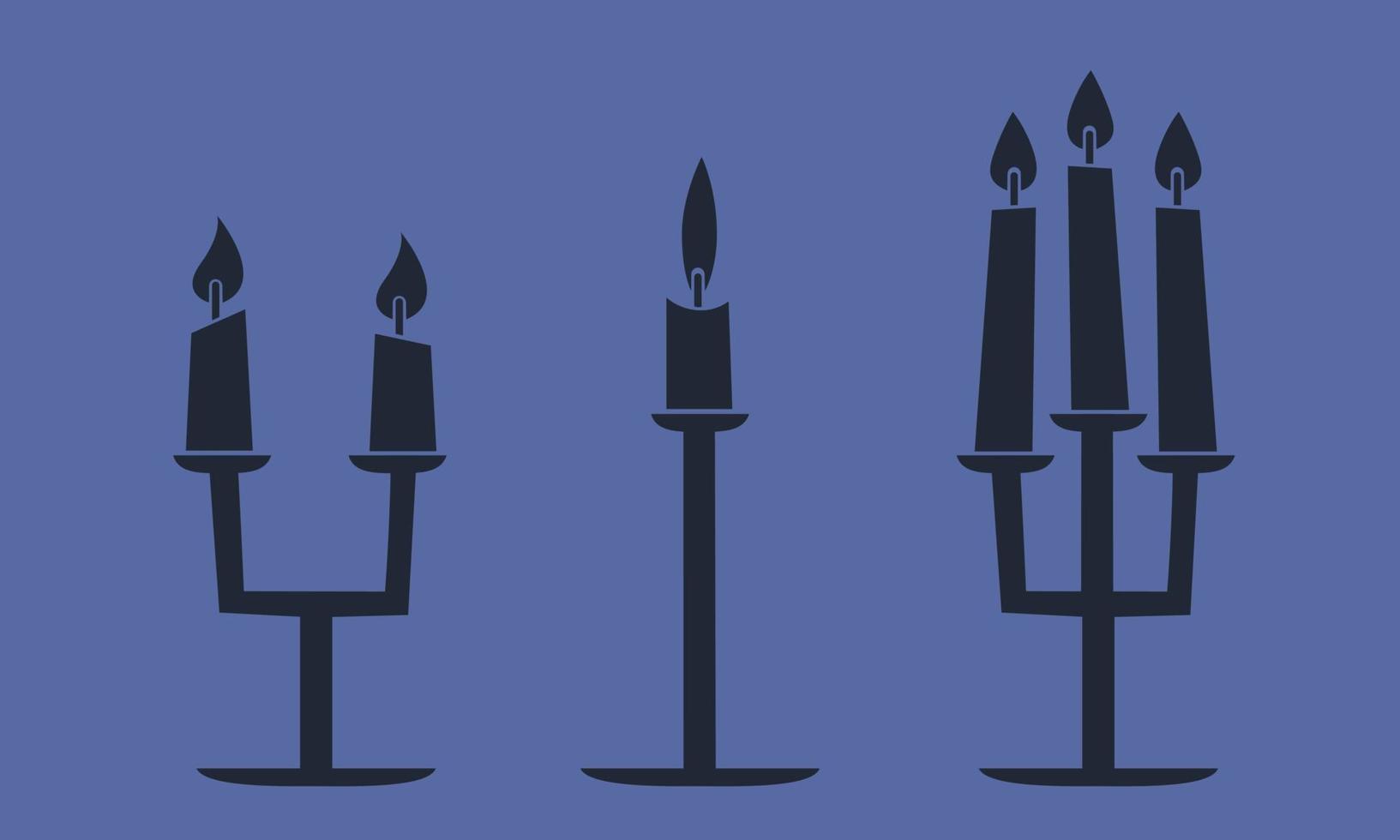 impostato di candelabri con candele. Halloween design elementi nel nero piatto stile. vettore