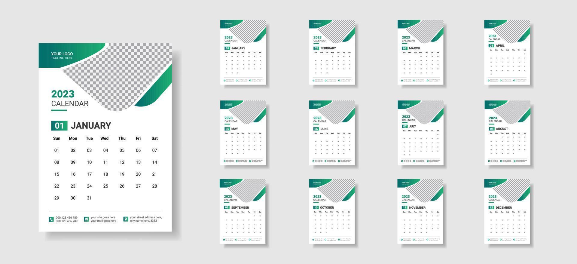 contento nuovo anno 2023 astratto parete calendario design modello vettore