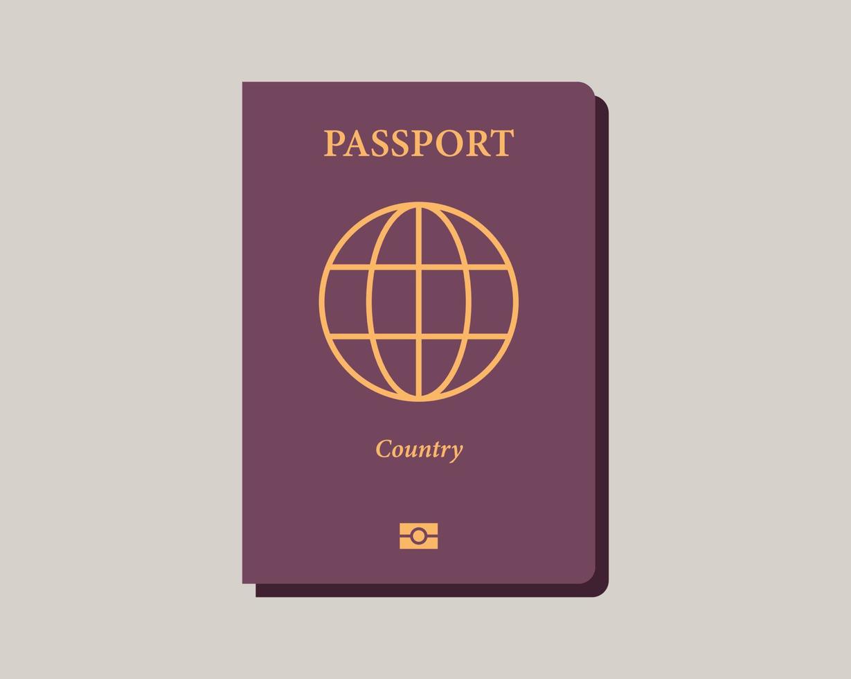 passaporto internazionale e illustrazione vettoriale piatta su sfondo bianco.