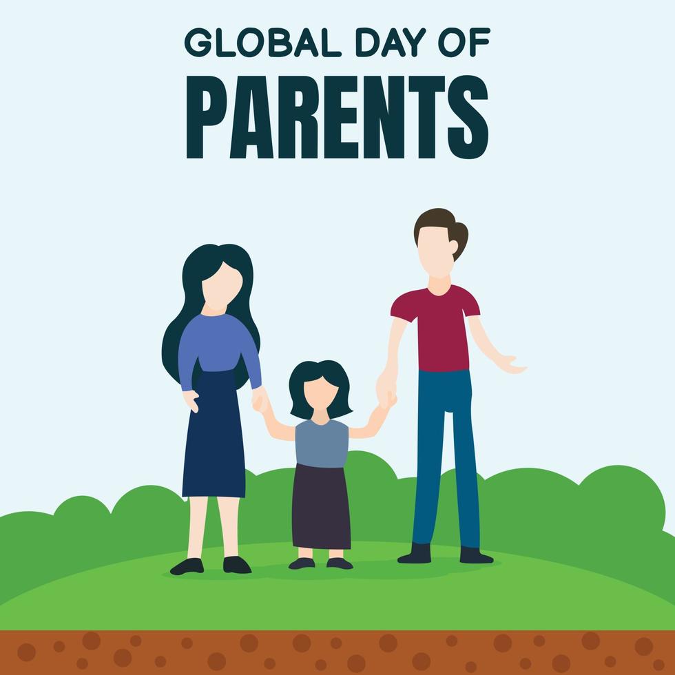 illustrazione vettore grafico di contento marito e moglie Tenere loro figlia nel il giardino, Perfetto per globale giorno di genitori, celebrare, saluto carta, eccetera.