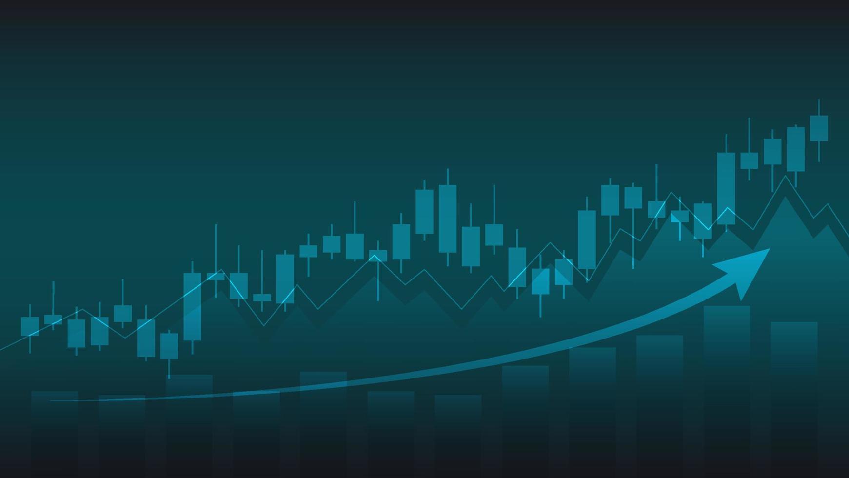 economia situazione concetto. finanziario attività commerciale statistica con bar grafico e candeliere grafico mostrare azione mercato prezzo e moneta scambio su verde sfondo vettore
