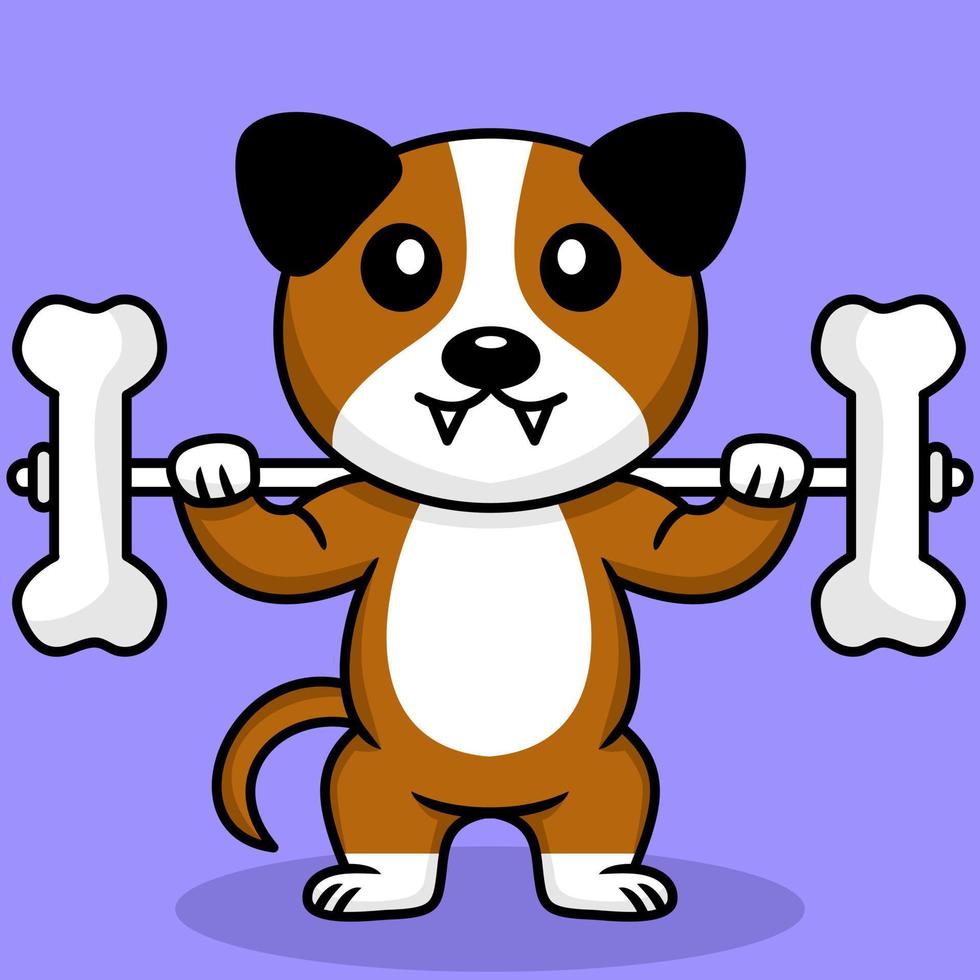 vettore illustrazione di premio carino cane fare osso sollevamento