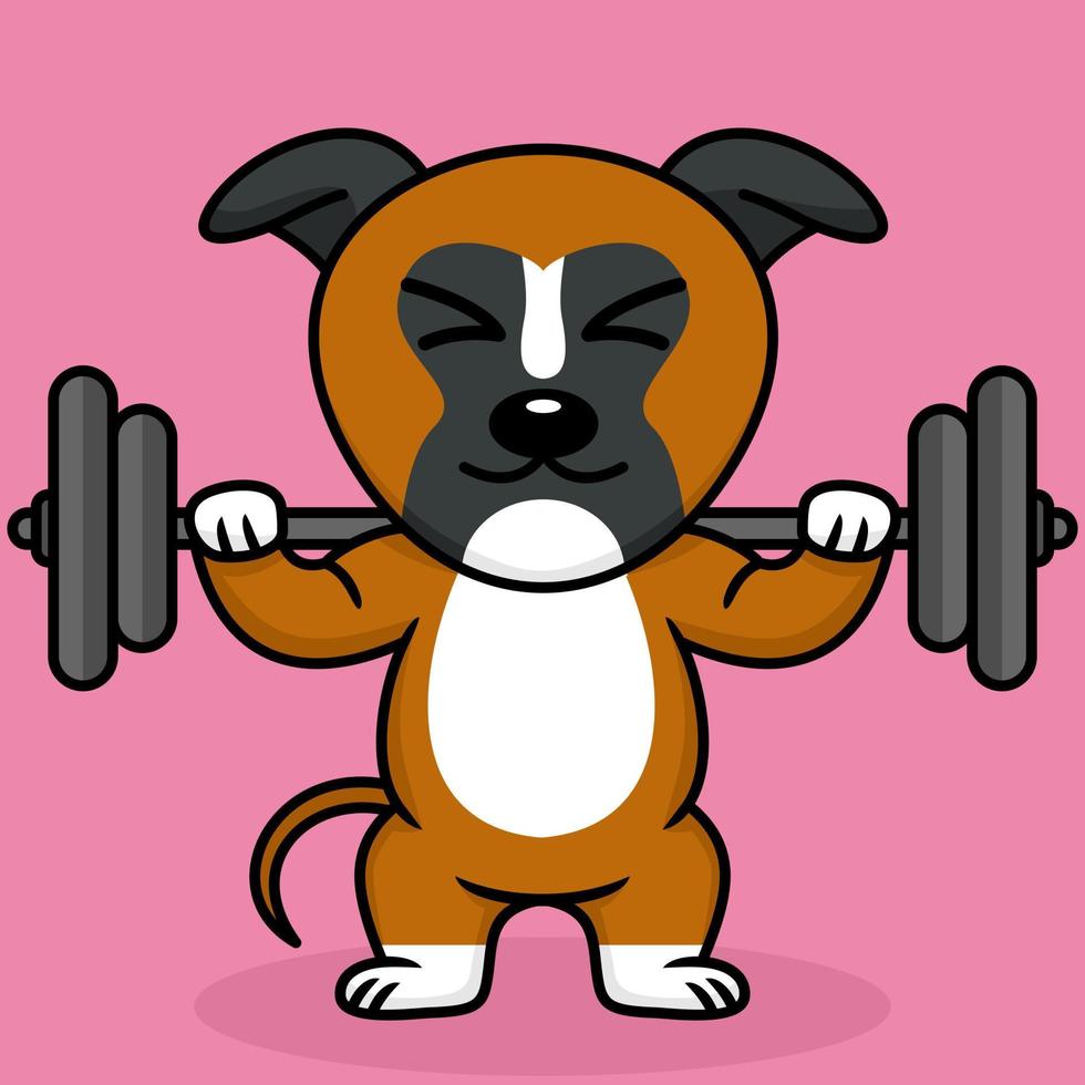 vettore illustrazione di premio carino cane fare sollevamento pesi