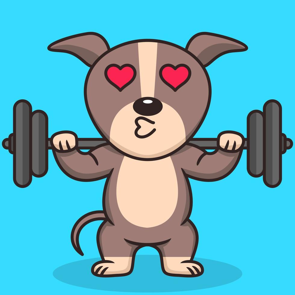 vettore illustrazione di premio carino cane fare sollevamento pesi